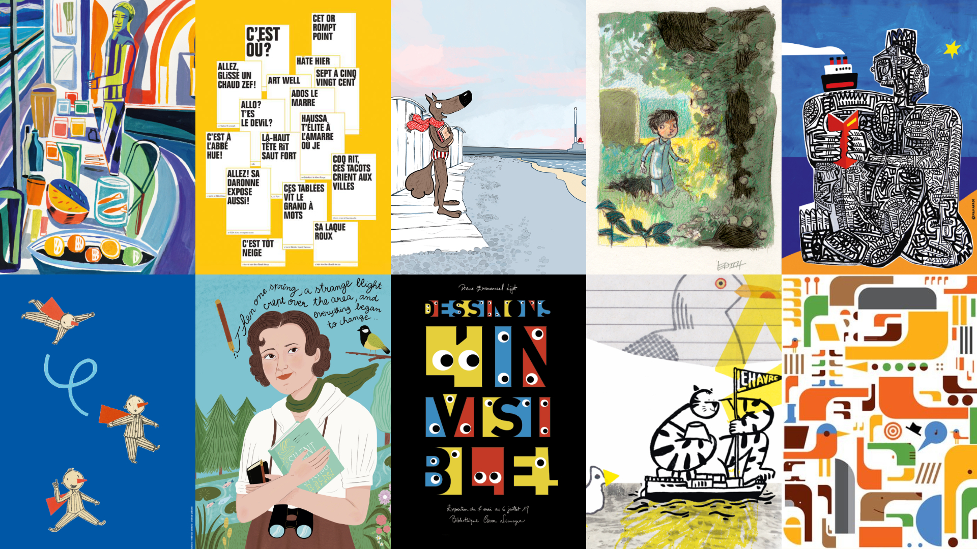 Image : L. Corvaisier / M. Bataille / M. Itoïz / Edith / Mascarade / F. Bertrand & M. Leblond / L. Ganot / P.-E. Lyet / Graffitigre / O. Douzou